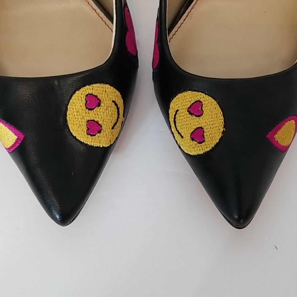 Betsey Johnson Black Heels with Pink and Yellow Accents - Picture 8 of 10